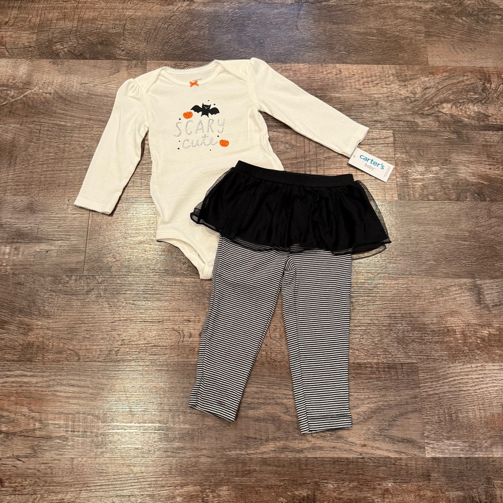 NWT Carters Baby Girl “Scary Cute” Halloween Outfit With Tutu Size 18 Months